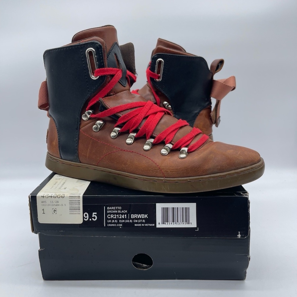 Creative Recreation Baretto CR21241 Men's Size 9.5 Boots Brown Black Red Leather